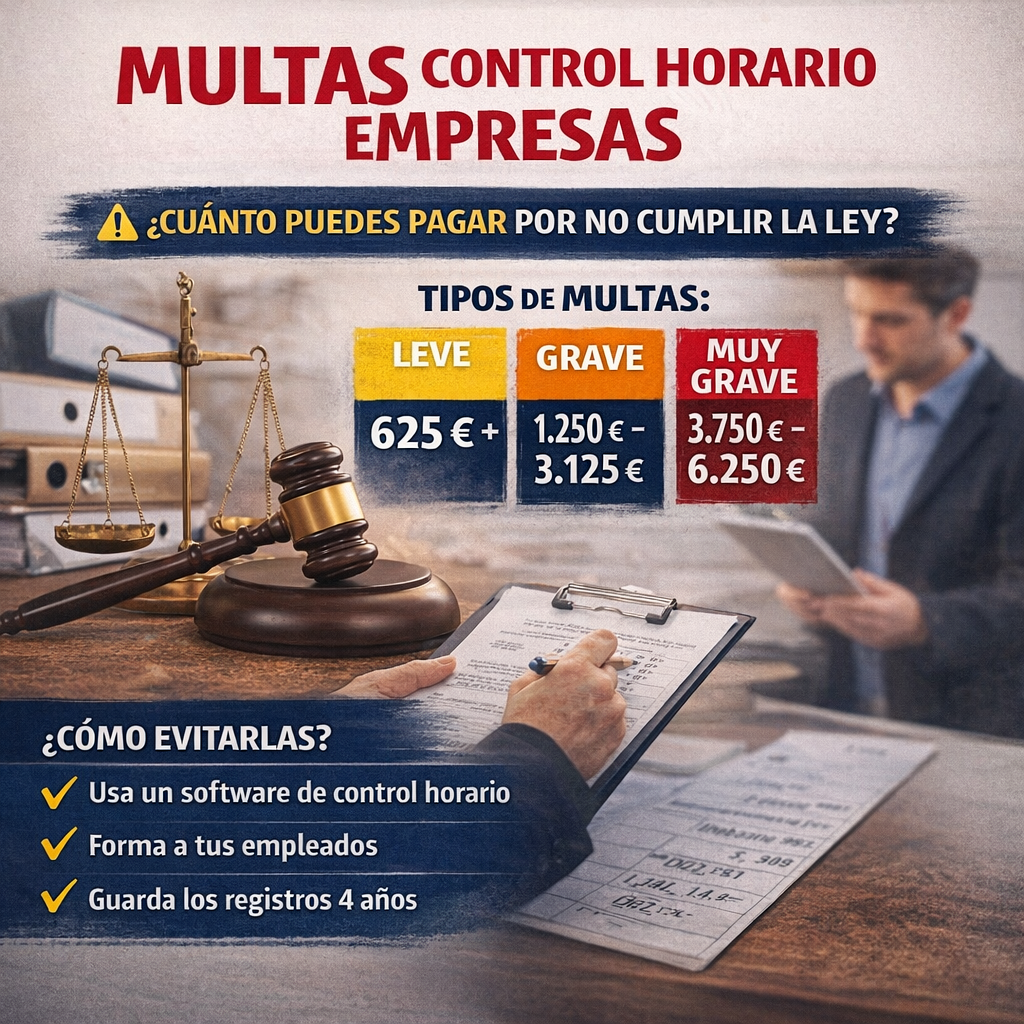 multas control horario empresas